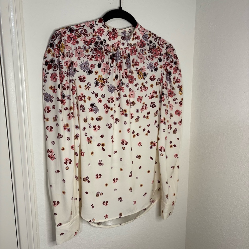 Veronica Beard Fey mock-neck floral silk blouse top size 2 - Picture 9 of 16